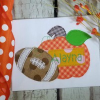 Pumpkin with Football Machine Applique Design - Triple Stitch